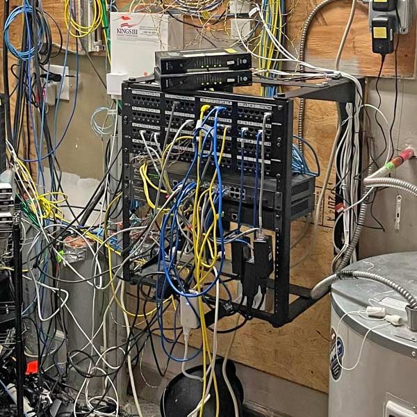 Network data closet cable mess, small business it services